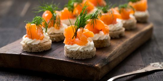 A platter of canapés prepared by Collins Square Catering
