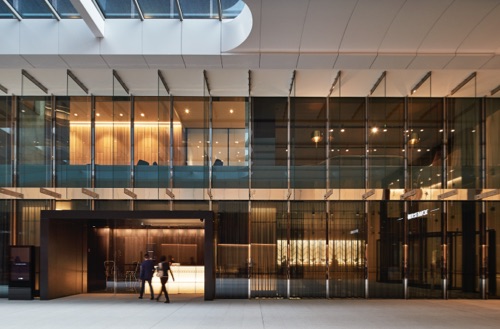 View from outside looking at the entrance to the Business and Events centre