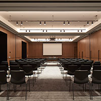 Row seating set up at the breakout spaces at Collins Square