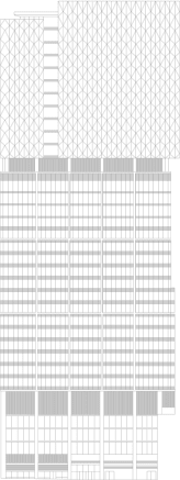 An outline of the façade of Tower 2 at Collins Square