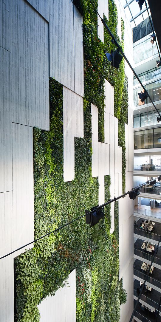 The living greenwall spanning dozens of floors Tower 4 at Collins Square